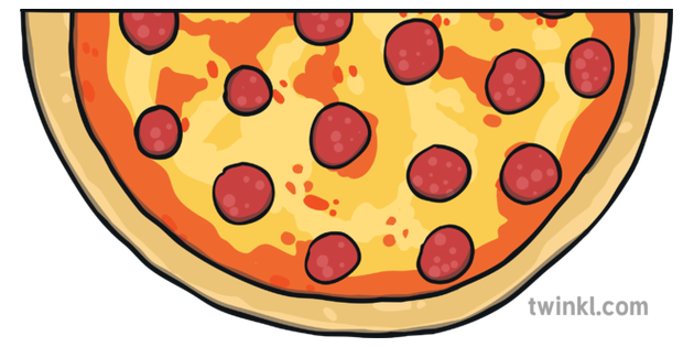 Round Pepperoni Pizza Half Slice 2 Topics Fractions Ks1 Illustration