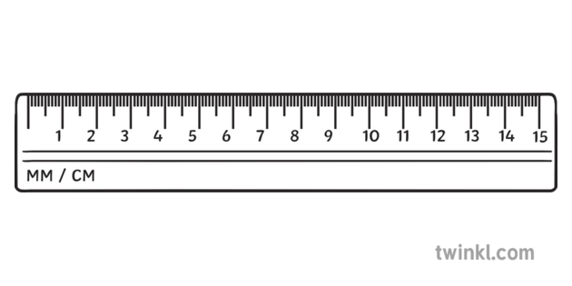 Ruler Virtual Measuring Tools Games KS1 Black and White Illustration