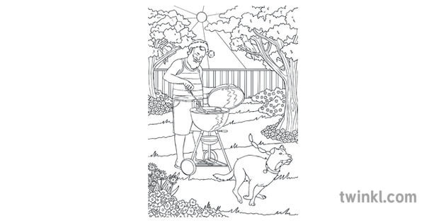 Santa Barbeque Mindfulness Colouring Sheet Father Christmas Australia Ks2