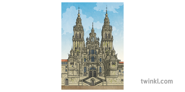 Santiago De Compostela Galicia Building Church Spain Ks2 Illustration