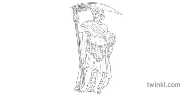 Saturn God Man Roman Mythology Time Mps Ks2 Black And White Rgb Illustration