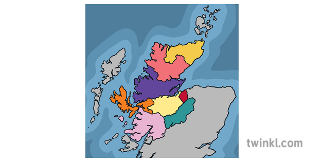 Scottish Highlands Map With Counties Marked Illustration Twinkl