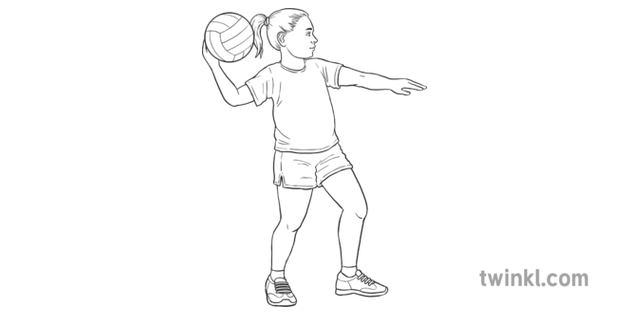 Shoulder Pass Step 1 Child Girl Y6 Netball Twinkl Move PE KS2 Black and