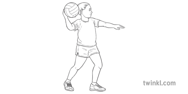 Shoulder Pass Step 2 Child Girl Y6 Netball Twinkl Move PE KS2 Black and