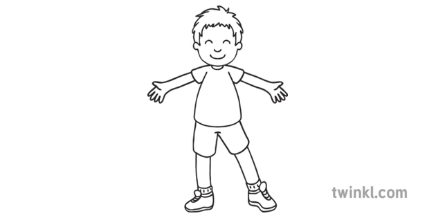 側步和拍手1 Pe兒童男孩蘇格蘭ks1黑色和白色rgb Illustration