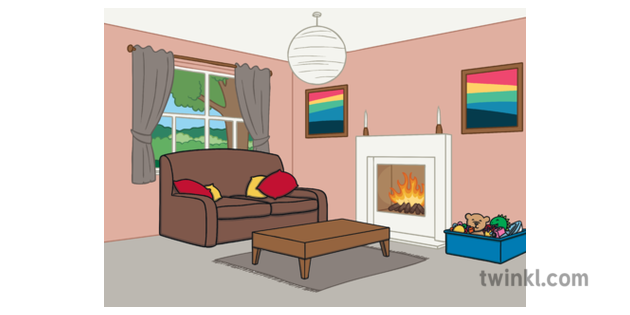 Sitting Room With Furniture Home Lounge Fireplace Ks1 Illustration