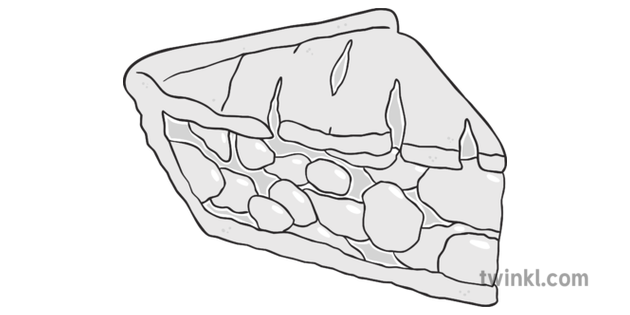 Slice Of Apple Pie Black And White Illustration Twinkl