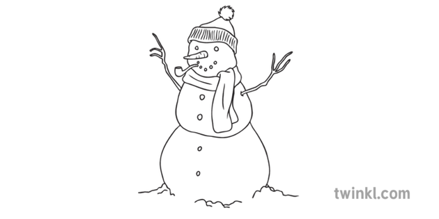 Bonhomme De Neige Noir Et Blanc 2 1 Illustration Twinkl