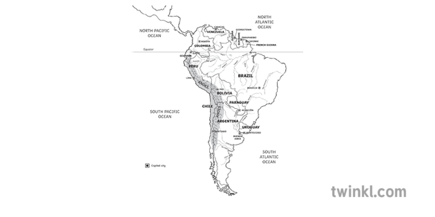 Mapa De America Del Sur En Blanco Y Negro 3664