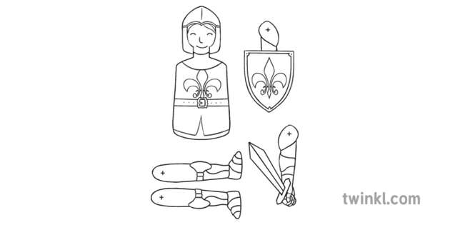 Split Pin Knight Arts Crafts Fairy Tale Characters KS1 Black Pin en Arts and Crafts