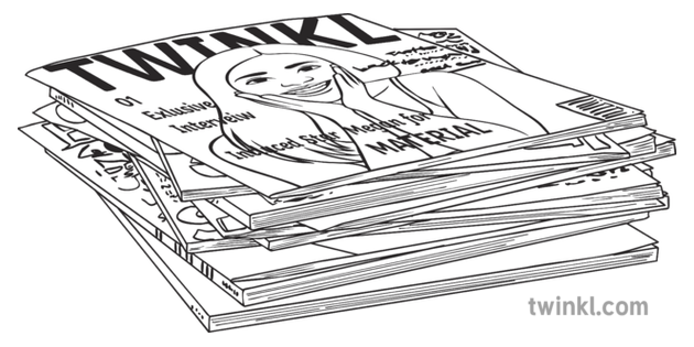 Stack Of Magazines Pile Books French Secondary Bw Rgb Illustration Twinkl