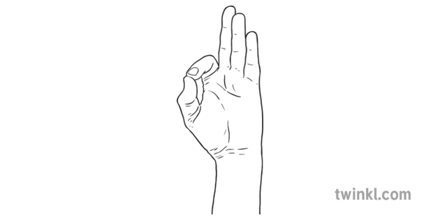 Stretching Fingers And Hand Position 1 Black And White Illustration Twinkl