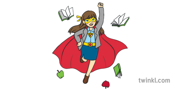 Superhero Teacher Flying Female School Superpower Super Hero Usa Ks1