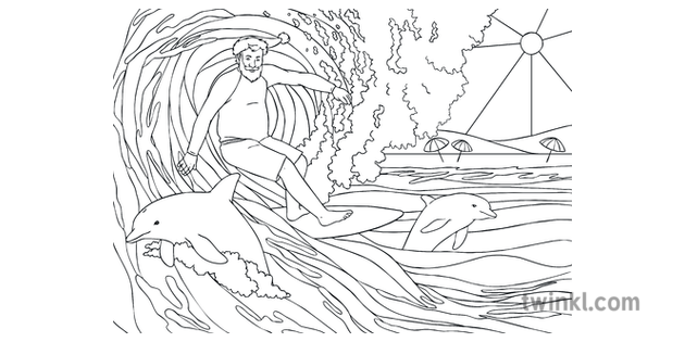 Surfing Santa Mindfulness Colouring Sheet Christmas Australia Ks2