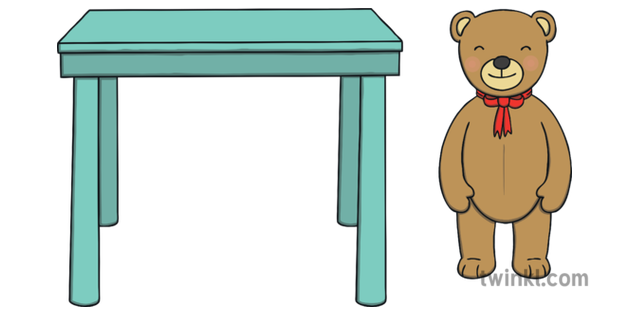 Teddy Bear Beside Table Gaeilge Toys Playing Next To Irish Language KS1