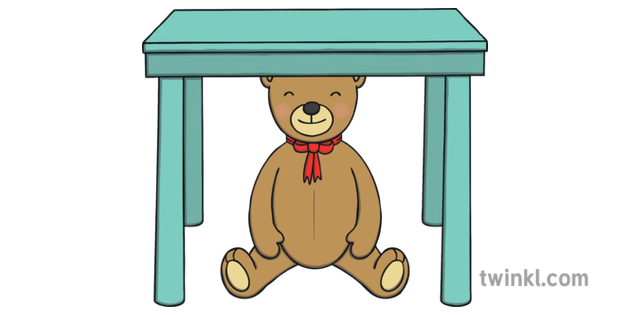 Teddy Bear Under Table Gaeilge Toys Playing Sitting Irish Language KS1