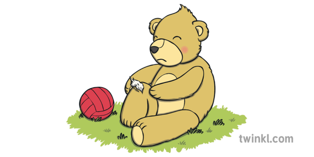 Teddy Hurt Teid Beag Lainn Teddy Hinsetzen Sad Ripped Stuffing Kugel Ks1
