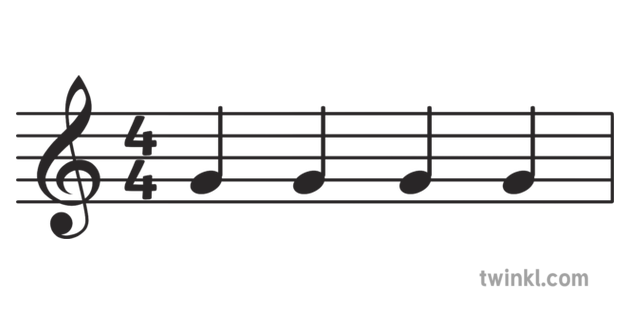Time Signature 4 4 Music Note Glossary Topics KS2 Black and White RGB