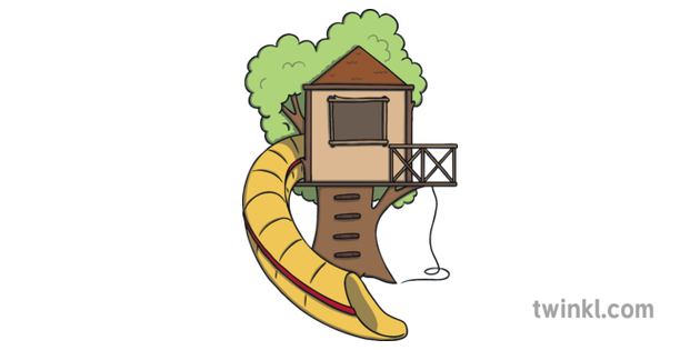 Treehouse Play Park Slide Tree House Ks1 Illustration Twinkl