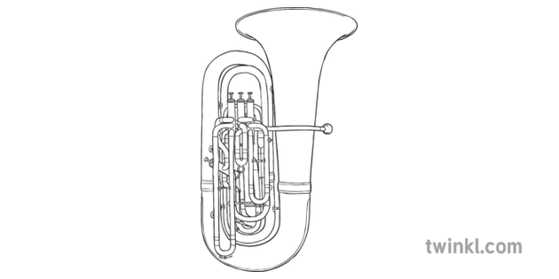 Tuba Music Instruments Secondary Black And White Rgb Illustration Twinkl