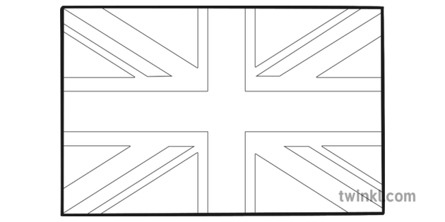 United Kingdom British Flag Union Jack Black and White Illustration ...