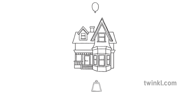 House From Up With Balloons Drawing