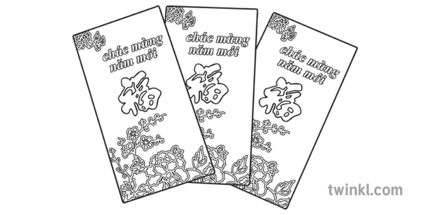 Vietnamese Red Envelopes Vietnam Lunar New Year Ks1 Black And White Rgb