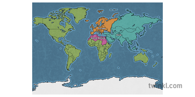 World Map Europe Asia North Africa Highlighted Globe Earth Ww2 Rapid