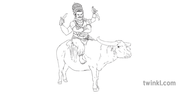 Yama God Death Hinduism Religion India Mps Ks2 Black And White Rgb