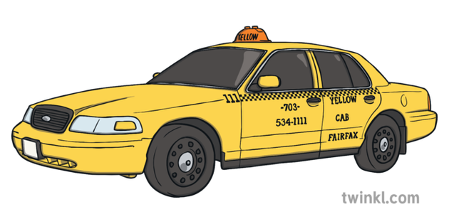 Yellow Taxi Illustration Twinkl
