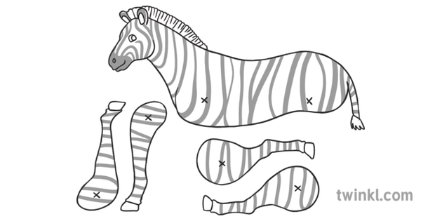Zebra Split Pin Animals Australia Ks1 Black And White Rgb Illustration
