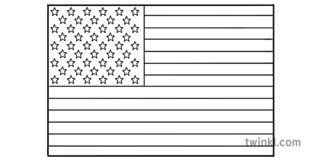 Bandera Americana Blanco Y Negro Ilustración Twinkl