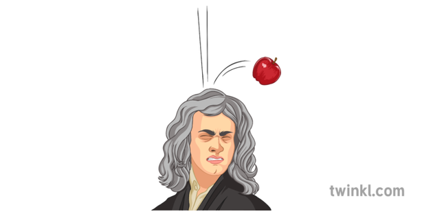 Apple Hitting Newton On Head Gravity Illustration Twinkl