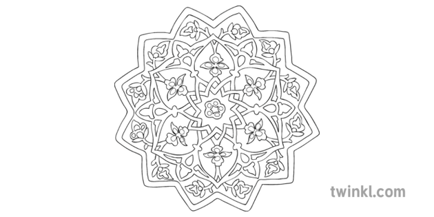 Arabesque Islamic Art Black And White Illustration Twinkl