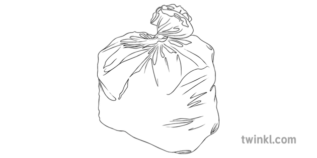 Bin Bag Rubbish Black And White Ilustracao Twinkl