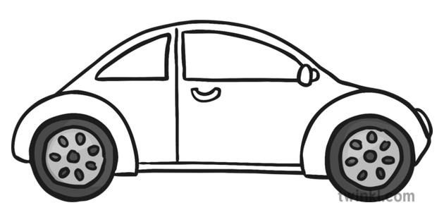 2 Coche Blanco Y Negro Ilustracion Twinkl