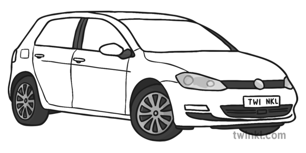 Coche Blanco Y Negro 2 Ilustracion Twinkl