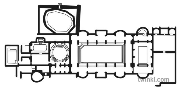 Example Floor Plan Of A Roman Bath House Black And White Illustration