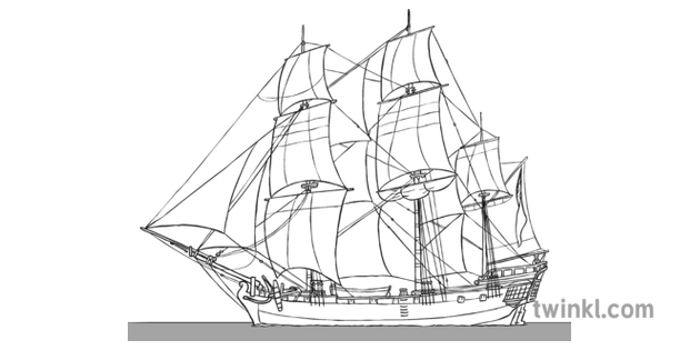 Golden Grove First Fleet Black And White Illustration Twinkl