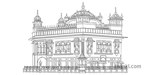 gurdwara amritsar golden temple black and white illustration twinkl gurdwara amritsar golden temple black