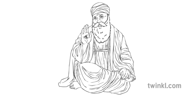 Guru Nanak Black And White 1 Illustration Twinkl