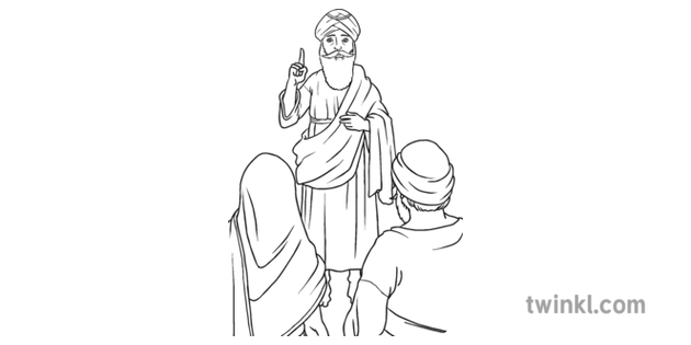 guru nanak teaching black and white illustration twinkl guru nanak teaching black and white