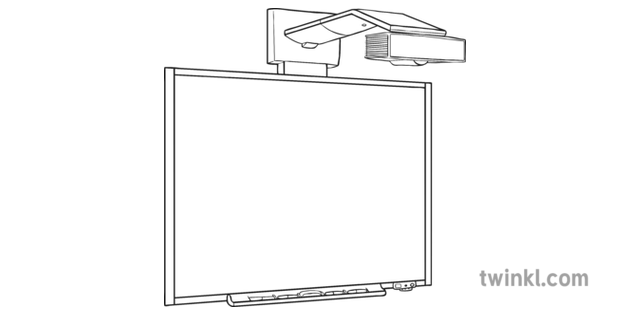 interactive whiteboard black and white illustration  twinkl