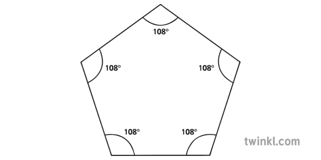 Interior Angles Of A Pentagon Black And White Illustration
