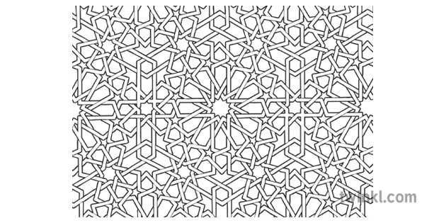Islamic Pattern Black and White Illustration - Twinkl
