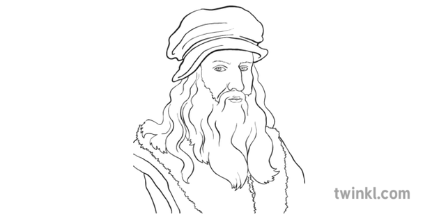 leonardo da vinci black and white illustration twinkl leonardo da vinci black and white