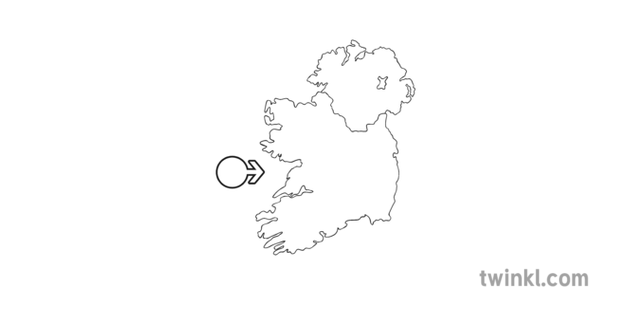 Map Of Ireland West Wind Black And White Illustration Twinkl