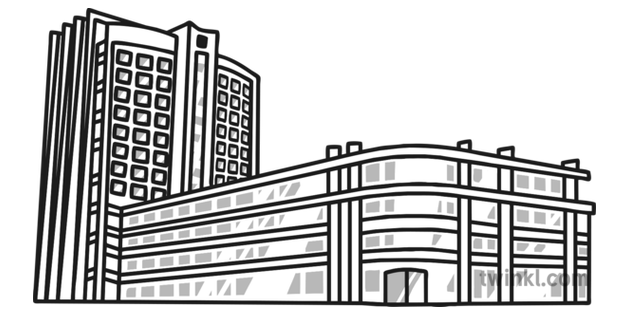 hospital building clipart black and white hen