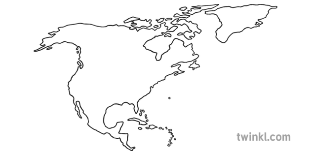 North America Black And White Illustration Twinkl