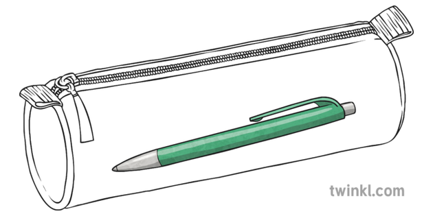 Outline Pencil Case With Pen Illustration Twinkl